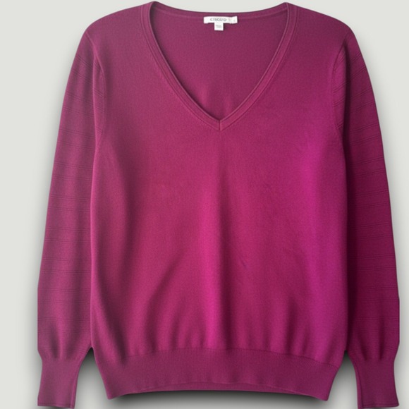 Chico's Sweaters - Chico's Womens Sweater Magenta Sz 3 XL Office Chic Stretch Minimalist Classic